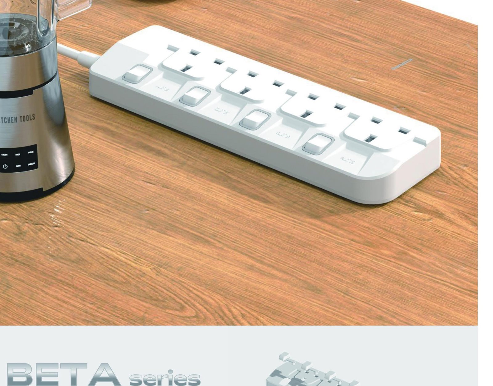 YAMATIK BETA English Type G power strip in a real catalogue scene