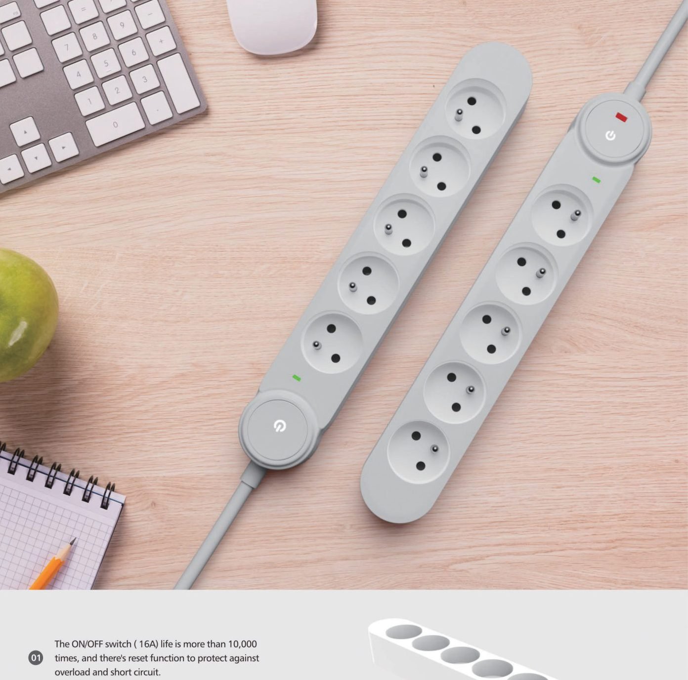 VEON Schuko power strip in a real interior from the YAMATIK catalogue