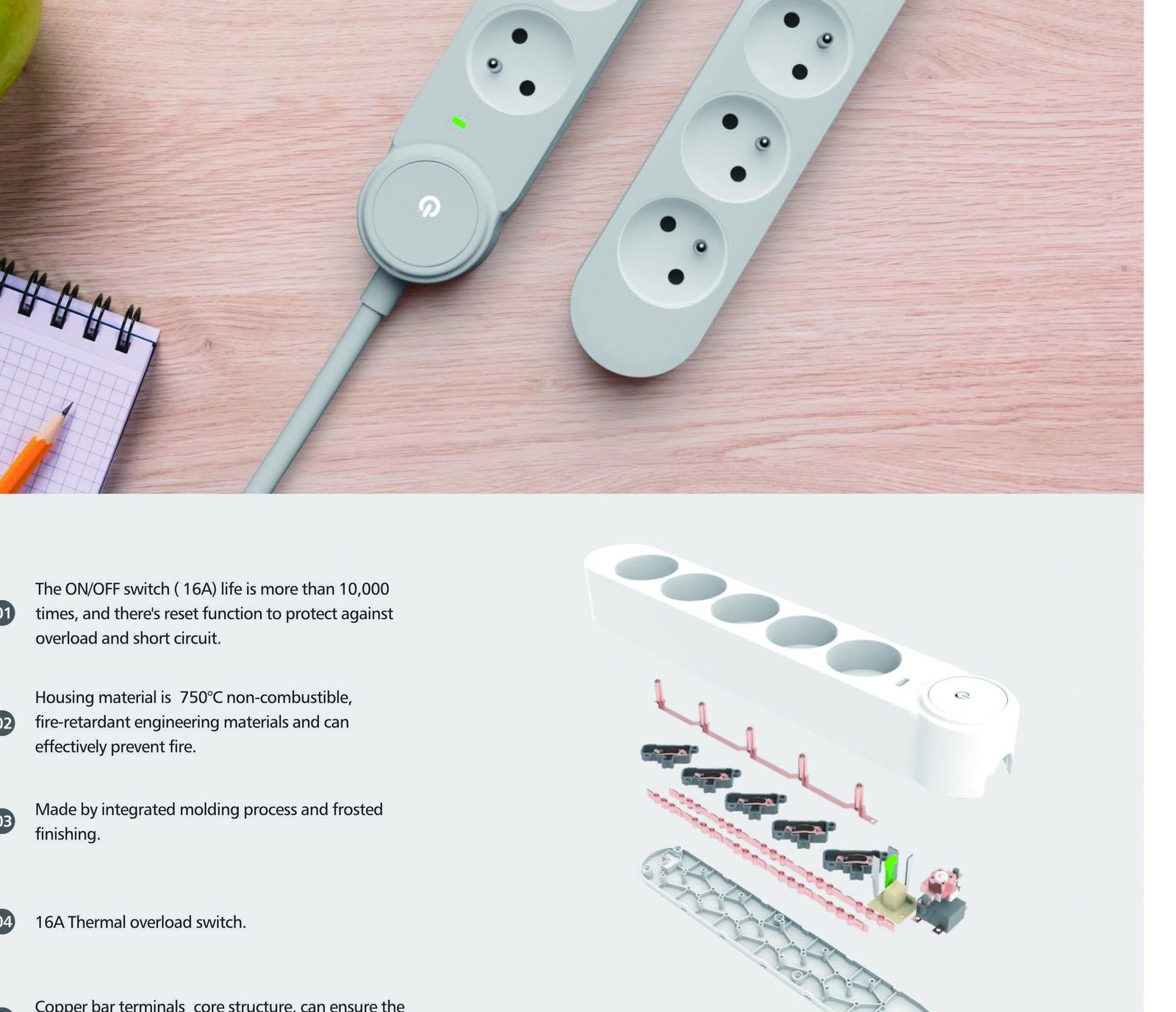 YAMATIK VEON Schuko power strip in a real catalogue scene
